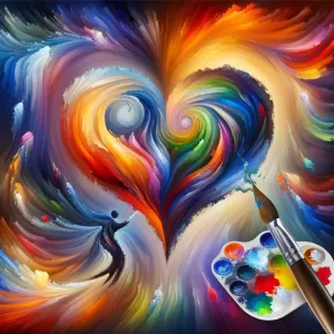 Her love paints a masterpiece in the empty canvas of his heart, each brush stroke a timeless tale of devotion, each color a reflection of her soul's vibrant beauty.