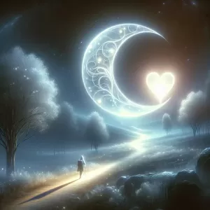 His love illuminates my world, like the moon guiding a traveler in the quiet stillness of the night.