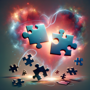 Love is like a puzzle. It's not about finding the perfect piece, but creating a perfect fit together.